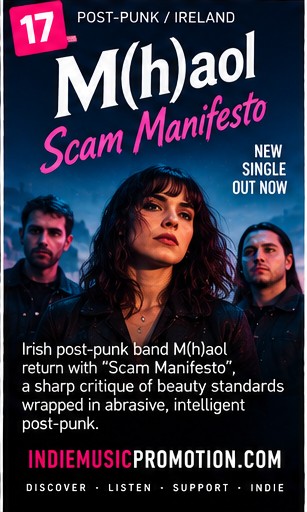 M(h)aol band members in dramatic low lighting for Scam Manifesto.