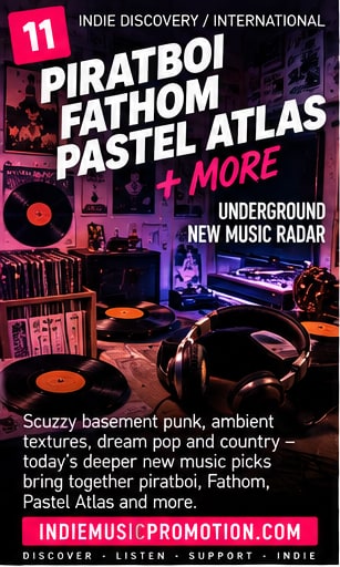 Underground music rack with vinyl records, cassette tapes and audio gear for piratboi, Fathom, and Pastel Atlas.