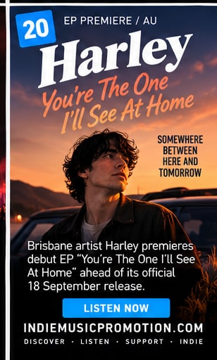 Brisbane artist Harley standing beside car at sunset for debut EP premiere.