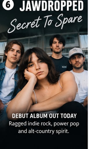 Jawdropped Los Angeles quartet band portrait for debut album Secret To Spare.