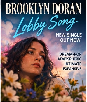 Canadian singer-songwriter Brooklyn Doran framed by wildflowers under soft dream-pop sunlight.