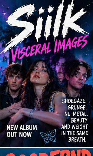 Artwork poster for Siilk album Visceral Images depicting heavy shoegaze aesthetic with textured industrial distortion.