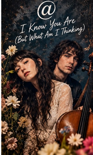 Philadelphia art-folk duo @ posing with a cello surrounded by white wildflowers.