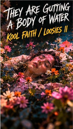 Surreal floral water immersion portrait with blooming wildflowers for They Are Gutting a Body of Water's Kool Faith / Loosies II.