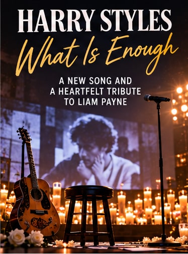 Harry Styles acoustic guitar and candlelight stage setting at Madison Square Garden for Liam Payne tribute What Is Enough.